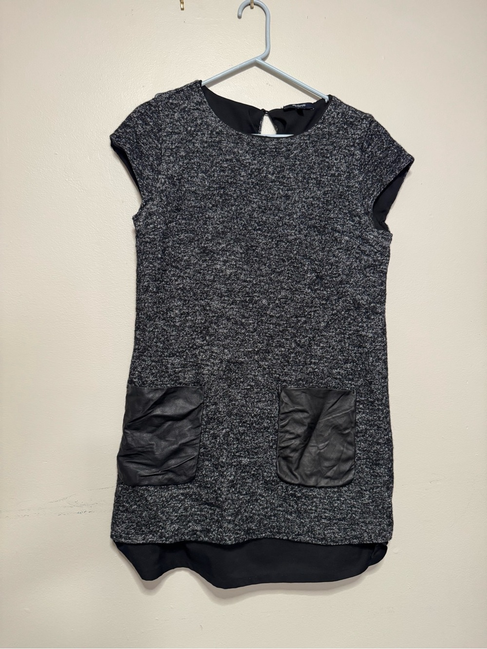 Madewell Black and Heather Gray Knit Shift Dress